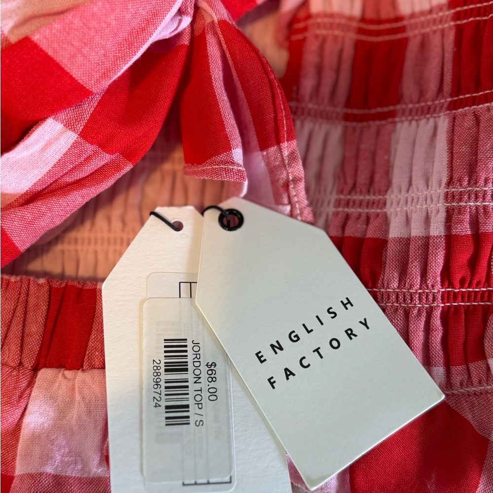 English Factory Gingham Smocked Top - Picture 4 of 4